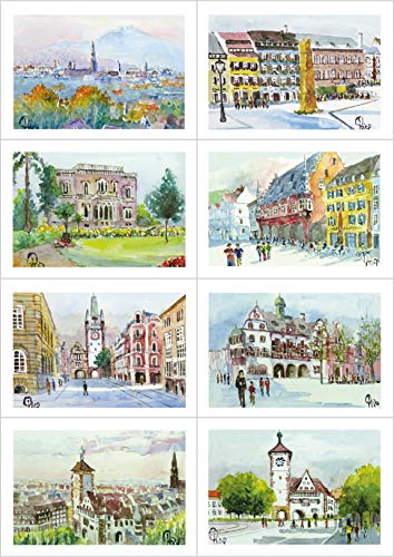 Card Kunstverlag 8 Grußkarten Geburtstagskarten mit Kuvert DIN B6 - Freiburg im Breisgau von Card Kunstverlag