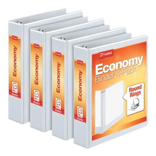 Cardinal 1.5 Inch 3 Ring Binder, Round Ring, White, 4 Pack, Holds 350 Sheets (79517) von Cardinal