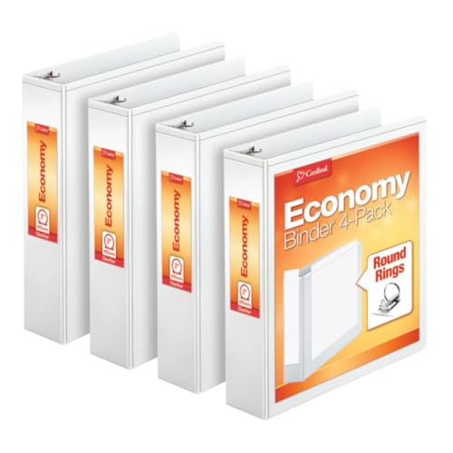 Cardinal 2 Inch 3 Ring Binder, Round Ring, White, 4 Pack, Holds 475 Sheets (79520) von Cardinal