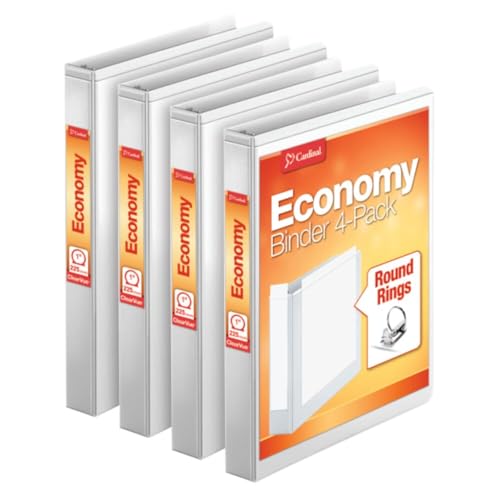 Cardinal 3 Ring Binder, 1 Inch, Round Ring, White, 4 Pack, Holds 225 Sheets (79510) von Cardinal