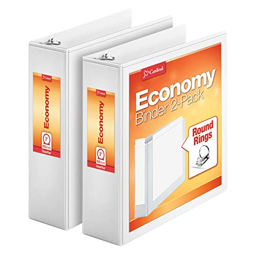 Cardinal Economy 3 Ring Binder, 3 Inch, Presentation View, White, Holds 625 Sheets, Nonstick, PVC Free, 2 Pack of Binders (79530) von Cardinal