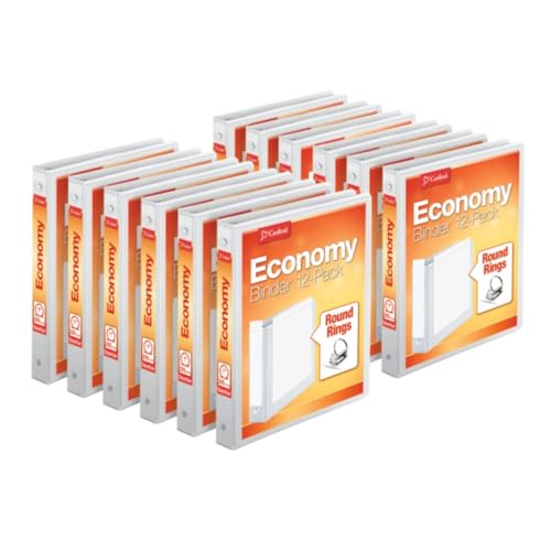 Cardinal Economy 3-Ring Binders, 1", Round Rings, Holds 225 Sheets, ClearVue Presentation View, Non-Stick, White, Carton of 12 (90621) von Cardinal