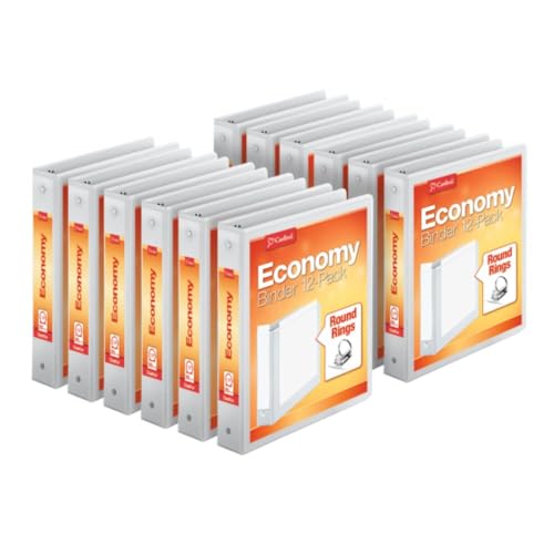 Cardinal Economy 3-Ring Binders, 1.5", Round Rings, Holds 350 Sheets, ClearVue Presentation View, Non-Stick, White, Carton of 12 (90631) von Cardinal