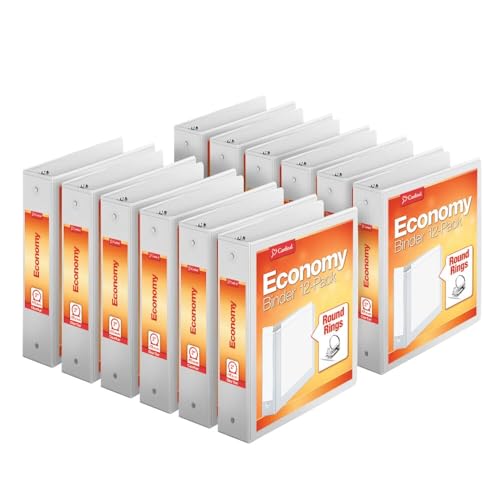Cardinal Economy 3-Ring Binders, 2", Round Rings, Holds 475 Sheets, ClearVue Presentation View, Non-Stick, White, Carton of 12 (90641) von Cardinal