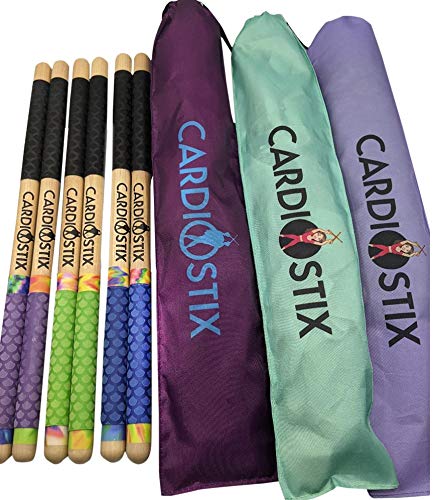 CardioStix 240 ml Cardio-Schlagzeugstäbe pro Set (1 Paar mit Tasche), gewichteter Doppelgriff mit Tasche, Schlagzeug, Fitness (Paint Splash Surprise Griff Farbe mit Tasche) von CardioStix
