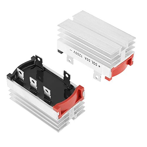 Brückengleichrichter 3-phasig, BrüCkengleichrichter, 2Pcs 50 Amp 1200V 3 Phase Diode BrüCkengleichrichter Aluminium von Caredy
