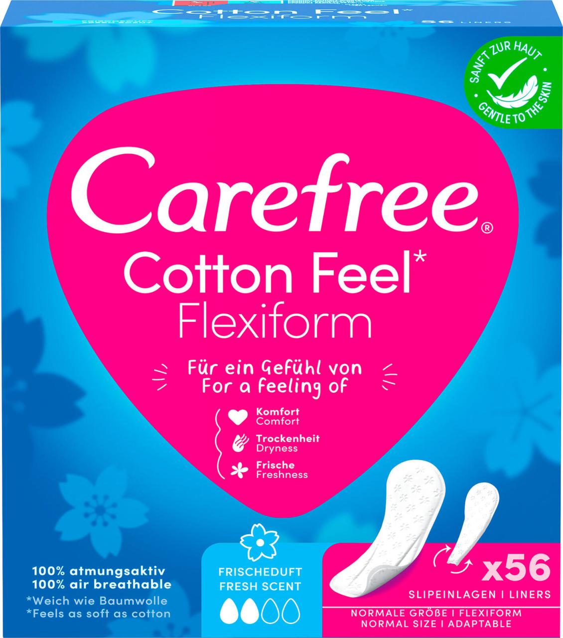 Carefree Slipeinlagen Cotton Feel Flexiform mit Frischeduft, 56 St. Carefree Slipeinlagen Cotton Feel Flexiform mit Frischeduft, 56 St. von Carefree