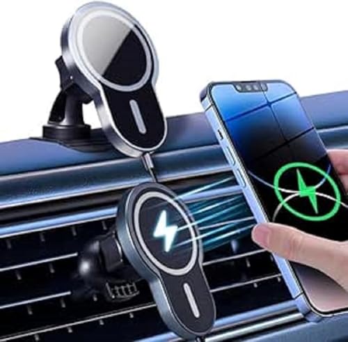 15W handyhalterung auto mit ladefunktio, Kabelloses Auto Ladegerät Dual-Use Lüftung Armaturenbrett Kfz Magnetische Handyhalter mit Metallringen für Iphone 15 14 13 12 Pro Max Samsung Smartphone 15W handyhalterung auto mit ladefunktio, Kabelloses Auto Ladegerät Dual-Use Lüftung Armaturenbrett Kfz Magnetische Handyhalter mit Metallringen für Iphone 15 14 13 12 Pro Max Samsung Smartphone von Carehabi