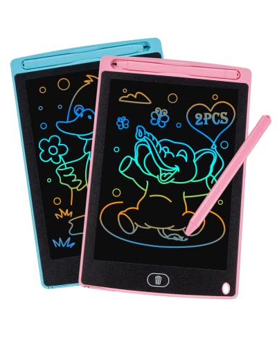 2 Stück LCD Schreibtafel Zeichenbrett Bildschirm 8,5 Zoll Umweltfreundlich Heller Bunten Schrift Pad Lernspielzeug-Geschenk für Kinder 3-6 Jahre altes Mädchen (2 Packs) von Carehabi