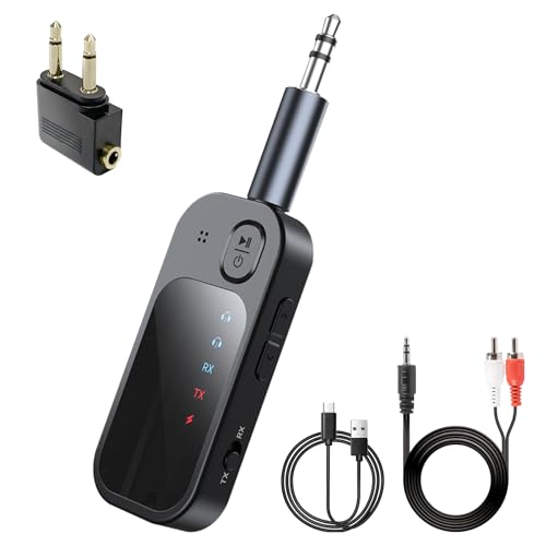 5.4 Bluetooth Adapter Transmitter Flugzeug, 2 in 1 Bluetooth Transmitter und Receiver, Bluetooth Sender Empfänger, Bluetooth Sender Klinke AUX 3,5mm für Kopfhörer, Stereoanlage, Autoradio, TV 5.4 Bluetooth Adapter Transmitter Flugzeug, 2 in 1 Bluetooth Transmitter und Receiver, Bluetooth Sender Empfänger, Bluetooth Sender Klinke AUX 3,5mm für Kopfhörer, Stereoanlage, Autoradio, TV von Carehabi