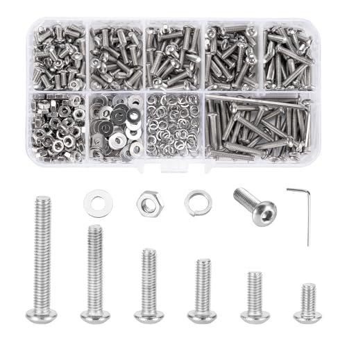 500 Stück M3 Schrauben und Muttern set, Sechskantschrauben Edelstahl M3x6 M3x8 M3x10 M3x12 M3x16 M3x20 mit Sechskantschlüssel 500 Stück M3 Schrauben und Muttern set, Sechskantschrauben Edelstahl M3x6 M3x8 M3x10 M3x12 M3x16 M3x20 mit Sechskantschlüssel von Carehabi