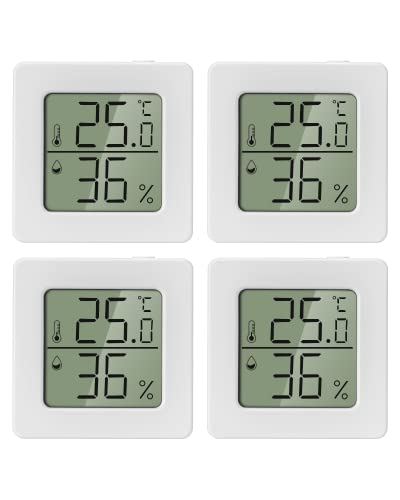 Carehabi 4 Stück luftfeuchtigkeitsmesser Thermometer Innen Mini LCD Digital Thermometer Hygrometer Gauge für Babyzimmer Seniorenzimmer Arbeitszimmer Weinkeller usw von Carehabi