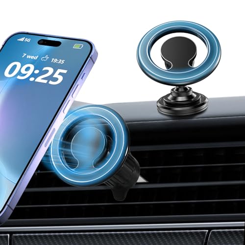 Carehabi Handyhalterung Auto Magnet, 360°Magnethalterung Handy Auto,Dual-Use Lüftung Armaturenbrett Kfz Magnetische Handyhalter mit 2 Metallringen für iPhone 15 14 13 12 Pro Max Samsung Smartphone von Carehabi