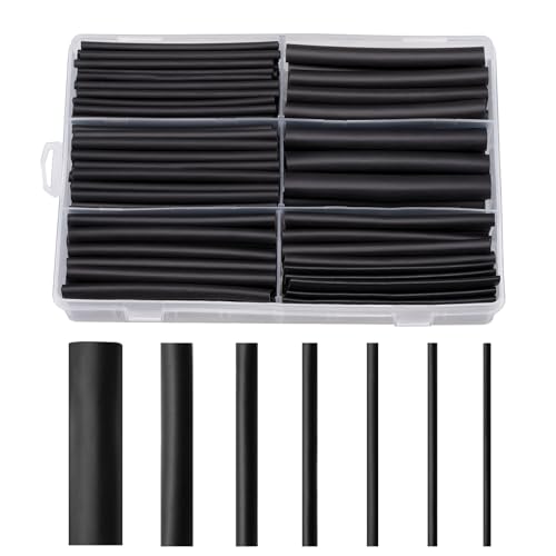 Schrumpfschlauch set, 200 Stück 9cm Schwarz Schrumpfschläuche Wasserdicht 3:1 Heat Shrink Tube Sortiment 2,4-19,1mm für Kabel isolierung Ladekabel von Carehabi