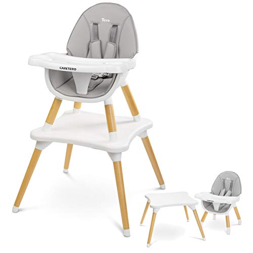Caretero Tuva 2-in-1 Hochstuhl umbaubar von Hochstuhl zu Stuhl und Tisch (grau) von Caretero