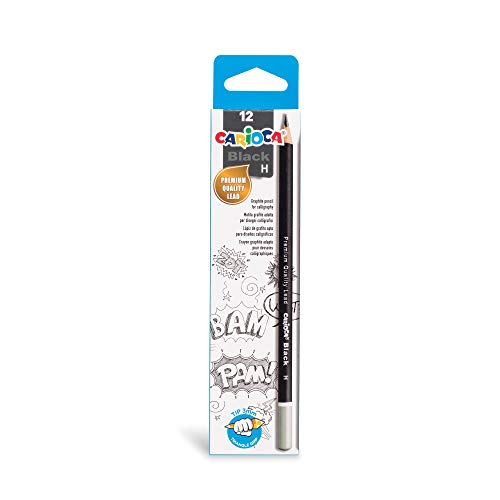 Carioca BLACK PENCIL | 42929 - Dreieckige Zeichenstifte aus Graphit H, 12 Stück von Carioca