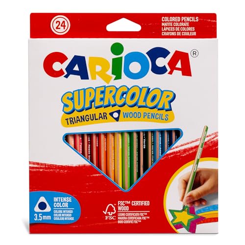 Carioca I Supercolor Dreieckige Buntstifte I Packung mit 24 Stück von Carioca