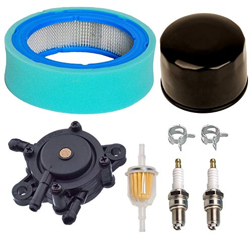 JJDD Carkio Kraftstoffpumpe Ölfilter Luftfilter Vorreiniger Kraftstofffilter Klemmen Zündkerze Ersatz für John Deere GT235 GT235E LTR166 LT166 LT170 LX288 SST16 SST18 Rasenmäher von Carkio