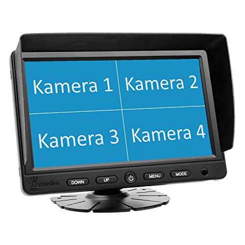 Carmedien 7" Quad Monitor CM-NMR7Q4 für Rückfahrkameras Split Screen Bildschirm 4 V In TFT Display 12V 24V von Carmedien