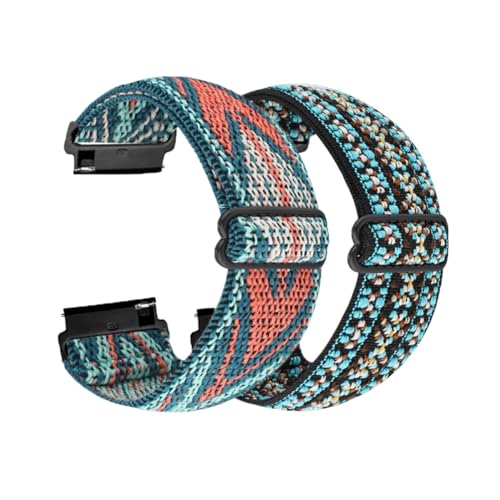 Carneedi 20mm Nylon Armband mit Verstellbarer Schnalle, Geflochtene Sport Ersatzarmband für Kinder und Damen (Blau+Grün) von Carneedi