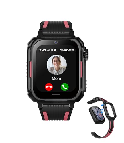 Carneedi 4G Kinder Smartwatch mit GPS und Telefon Uhr WiFi Videoanruf Kamera SOS Schulmodus Wasserdicht Kinderuhr für Jungen und Mädchen 5–16 Jahren (Rosa) von Carneedi
