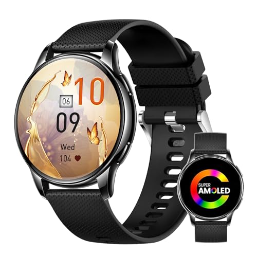 Carneedi Smartwatch Damen mit Telefonfunktion 1.32" AMOLED Display Uhren Fitnessuhr Tracker mit 110+ Sports IP68 Wasserdicht 24H Herzfrequenz SpO2 Schlafmonitor, Armbanduhr für iOS Android von Carneedi