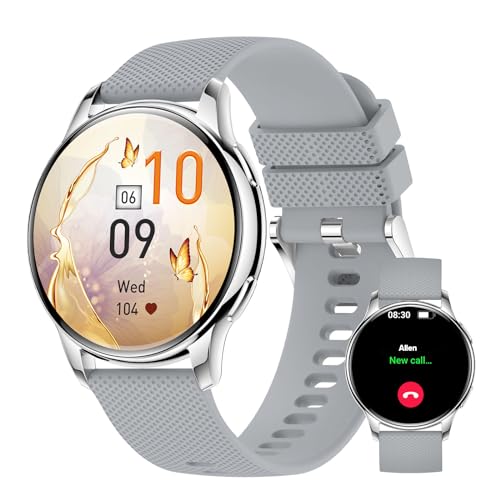 Smartwatch Damen mit Telefonfunktion 1.32" Zoll HD Touchscreen Uhren Fitnessuhr Tracker mit 110+ Sports, IP68 Wasserdicht 24H Herzfrequenz SpO2 Schlafmonitor, Armbanduhr für iOS Android (Weiß) von Carneedi