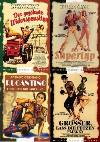 Adriano Celentano Fan Paket I - Der gezähmte Widerspenstige - Rugantino - Derm Supertyp - Grosser lass die Fetzen fliegen [4 DVDs] von Carol Media