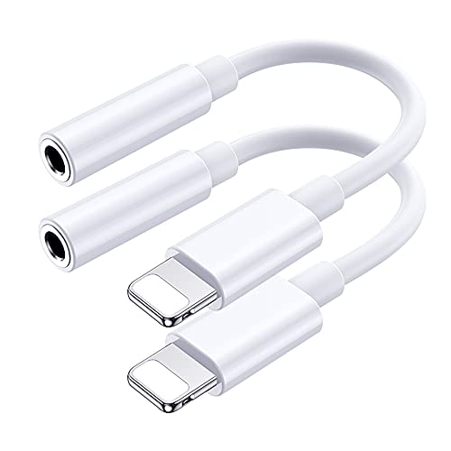 2 Pack Kopfhörer Adapter für iPhone, [Apple MFI Zertifiziert] Lightning auf 3,5 mm Kopfhörer anschluss Konverter Anschluss Audio Aux Kabel Dongle, kompatibel mit iPhone 14/13/12/11Pro/XS/XR/X8/8/iPad von Carphone Warehouse