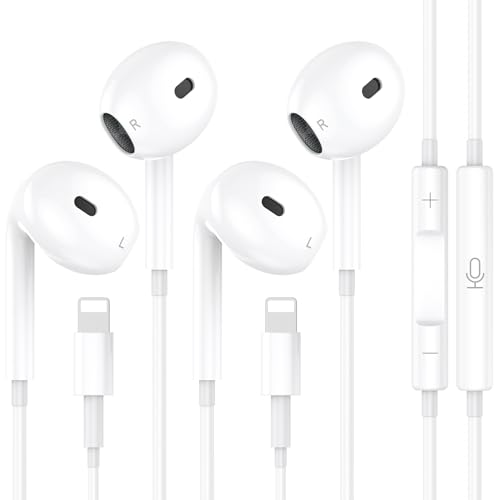 2PC In-Ear Kopfhörer für iPhone [MFi-Zertifiziert] iPhone Kopfhörer mit Kabel/HiFi Stereo Ohrhörer Noise Cancelling mit Anschluss Mikrofon und Lautstärkeregler für iPhone 14/14 Pro/13/12/11/X/XR/XS/8 von Carphone Warehouse