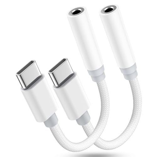 2Pack USB C zu 3,5mm Klinke Kopfhörer Adapter, USB C auf 3,5mm Aux Audio Kopfhörer Kabel Konverter kompatibel mit iPhone 15/15 Pro/Samsung Galaxy S23/S22/S21/A53/A54/Huawei P40/Mate 40,Pixel 4/3/XL von Carphone Warehouse