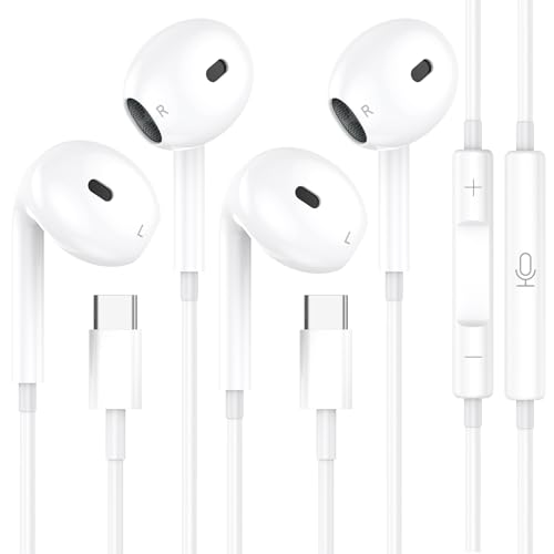 2Packs USB-C Kopfhörer für iPhone 15 Pro/16/15 Pro Max, Kopfhörer mit Kabel, HiFi Stereo Ohrhörer mit Mikrofon und Lautstärkeregler, In-Ear TypeC Kabel Kopfhörer für Samsung Galaxy S24/S23/A54,Pixel 2Packs USB-C Kopfhörer für iPhone 15 Pro/16/15 Pro Max, Kopfhörer mit Kabel, HiFi Stereo Ohrhörer mit Mikrofon und Lautstärkeregler, In-Ear TypeC Kabel Kopfhörer für Samsung Galaxy S24/S23/A54,Pixel von Carphone Warehouse