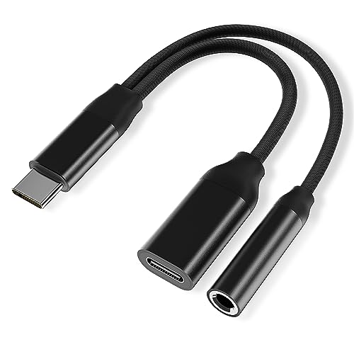 USB C Adapter Kopfhörer,Adapter USB C Auf Klinke und Laden, USB C zu 3.5mm Klinke Aux Audio Kabel Jack 2 in 1 Type C Geflochtenes Konverter für Samsung Galaxy S23 S22 S21 Note 20, Pixel 7/6, und mehr von Carphone Warehouse