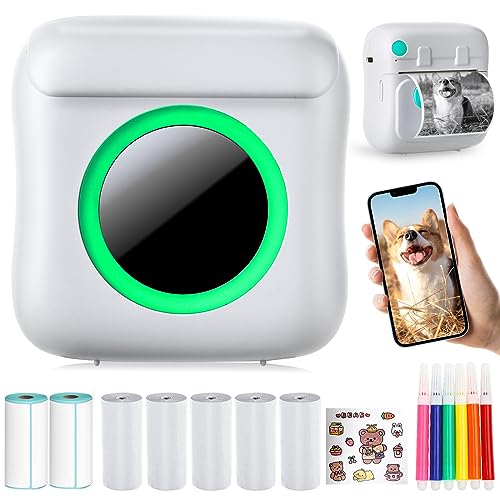 Carpower Tragbarer Mini Drucker, Tintenloser Thermo Fotodrucker mit 7 Rollen Druckpapier, Bluetooth Smart Drucker Kompatibel mit Android und iOS, für Etiketten, Bilder, Notizen, Foto, DIY (C22-Weiß) Carpower Tragbarer Mini Drucker, Tintenloser Thermo Fotodrucker mit 7 Rollen Druckpapier, Bluetooth Smart Drucker Kompatibel mit Android und iOS, für Etiketten, Bilder, Notizen, Foto, DIY (C22-Weiß) von Carpower