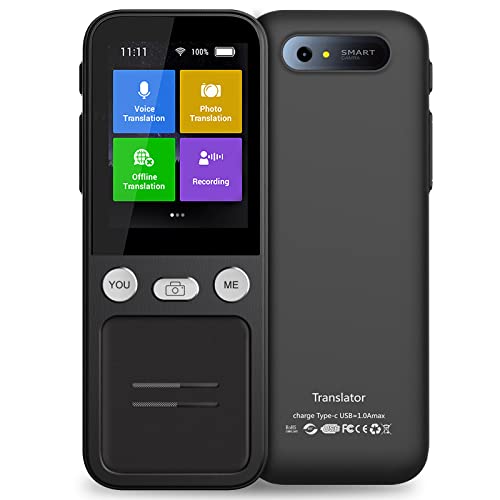 Übersetzer Sprachübersetzer Gerät, 137 Sprachen Intelligenter Fremdsprachenübersetzer, Sofortübersetzer mit Sprach/Fotoübersetzung, 2,4 Zoll Touchscreen, Unterstützt WLAN/Hotspot/Offline-Übersetzung von Carpower