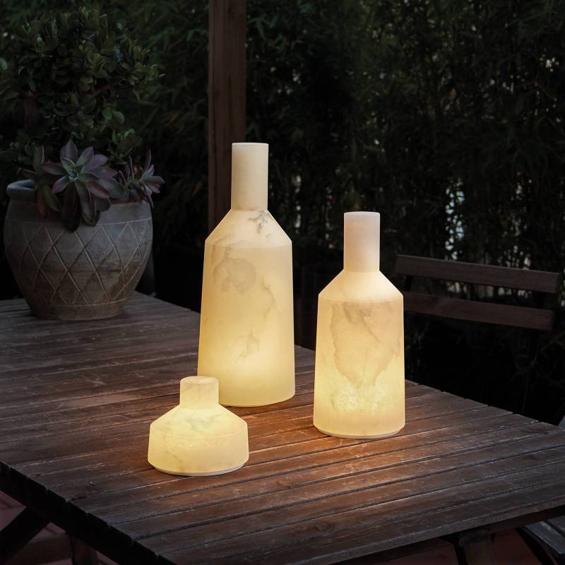 LED-Deko-Tischlampe Alabast, Akku, IP65, Höhe 30cm von Carpyen