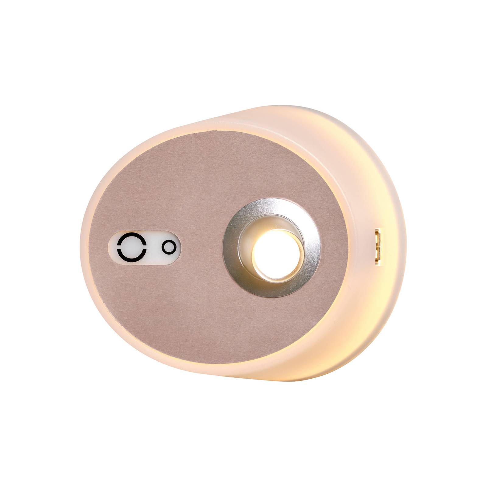 LED-Wandlampe Zoom, Spot, USB-Ausgang, pink-kupfer von Carpyen