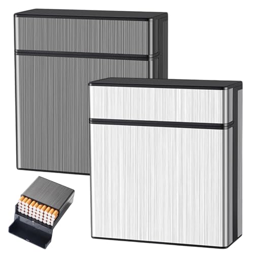 2 Stück Zigarettenbox Groß Zigarettenetui Metall, Zigarettenschachtel für 40 Zigaretten, Tragbare Zigaretten Box, Elegant gestaltete Cigarette Case, Geeignet für Verschiedene Szenarien 2 Stück Zigarettenbox Groß Zigarettenetui Metall, Zigarettenschachtel für 40 Zigaretten, Tragbare Zigaretten Box, Elegant gestaltete Cigarette Case, Geeignet für Verschiedene Szenarien von Carreneu