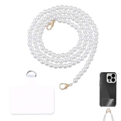 Handykette Perlen Handykette Perlen zum Umhängen Perlen Handykette,Wird mit 1 Handyclip Geliefert,Perlenkette Handy Kompatibel mit den Meisten Telefonen,Taschen und Geldbörsen von Carreneu