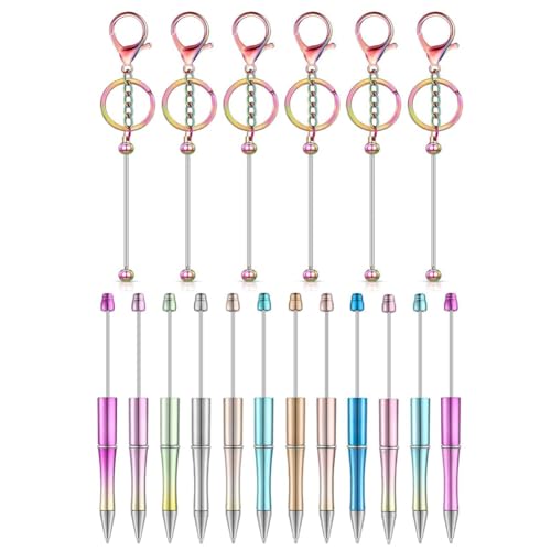 Carriere 18-Teiliges Perlen-Schlüsselanhänger-Stangen-Set mit Stiftperlen für Anhänger, DIY, Basteln, Büro, Schulbedarf (Bunt) von Carriere