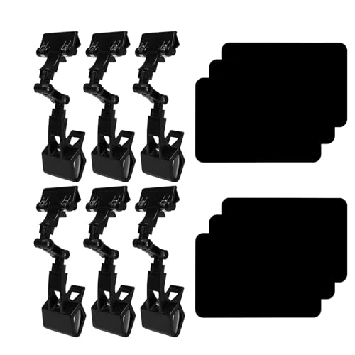 Carriere 6-Teiliger Verstellbarer Clip-On-Schilderhalter, Drehbarer Schilderclip, Verstellbare Schilderhalter, Schwarz von Carriere