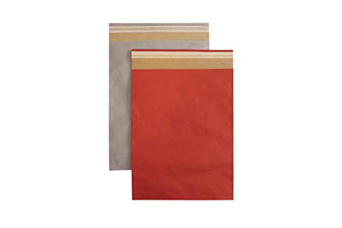 Carte Dozio - Clutch aus Kraftpapier, verschiedene Farben (Silber und Rot), Silber + Rot, 46 + 15 x 49 + 6 von Carte Dozio