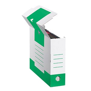 10 Cartonia Archivboxen weiß/grün 8,3 x 34,0 x 25,2 cm von Cartonia