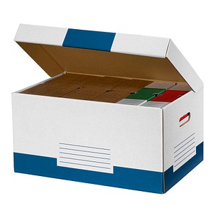 10 Cartonia Archivcontainer weiß/blau 54,8 x 36,4 x 26,8 cm von Cartonia