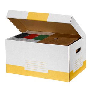 10 Cartonia Archivcontainer weiß/gelb 54,8 x 36,4 x 26,8 cm von Cartonia