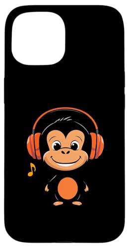 Cartoon Affe Kopfhörer Hülle für iPhone 15 von Cartoon Affe Kopfhörer Designs