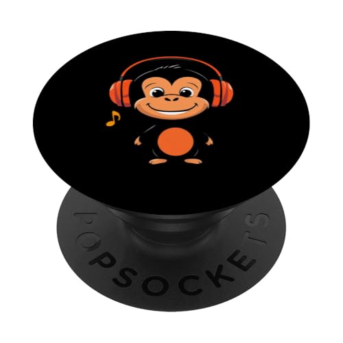 Cartoon Affe Kopfhörer PopSockets Klebender PopGrip von Cartoon Affe Kopfhörer Designs