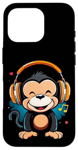 Cartoon-Affe Mit Kopfhörern Hülle für iPhone 16 Pro von Cartoon-Affe Mit Kopfhörern Designs