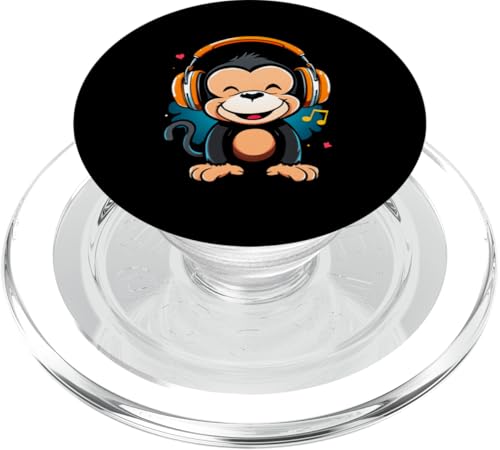 Cartoon-Affe Mit Kopfhörern PopSockets PopGrip für MagSafe von Cartoon-Affe Mit Kopfhörern Designs