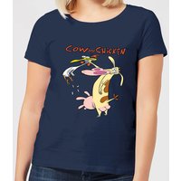 Cow and Chicken Characters Women's T-Shirt - Navy - L von Cartoon Network